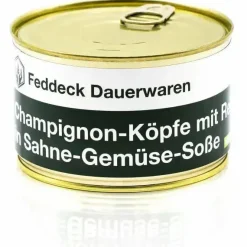 Feddeck Dauerwaren - Fertiggericht Dose Champignonköpfe mit Reis in Sahne-Gemüse-Soße 400 g