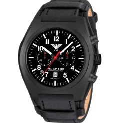 KHS - Armbanduhr Inceptor Black Steel Chronograph Leder-G-Pad