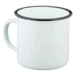 MFH - Emaille Tasse 300 ml weiß schwarz