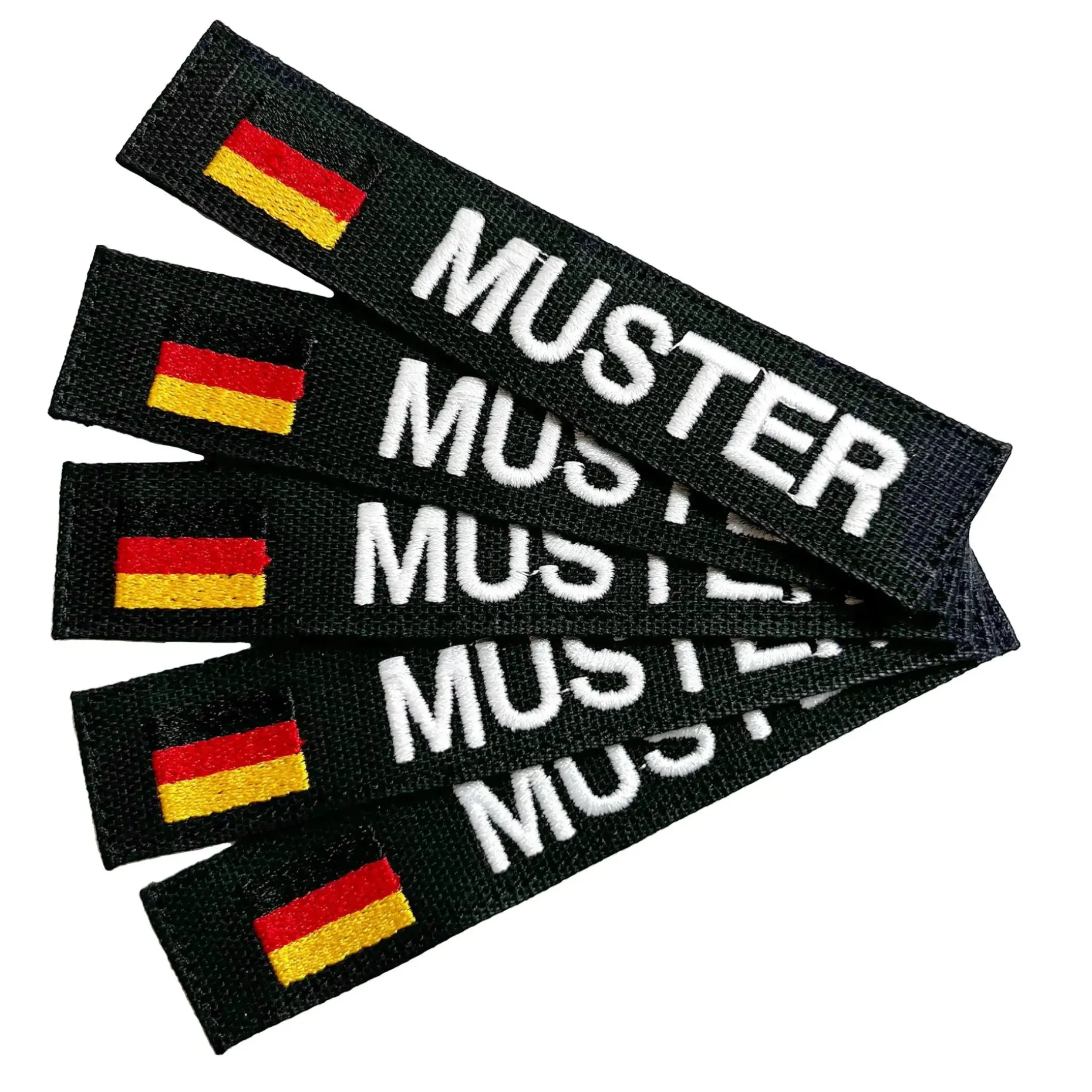 Namensbänder 5er Set mit Flagge Schwarz