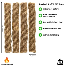 Survival Stuff - Hanfseil FAT Rope natur