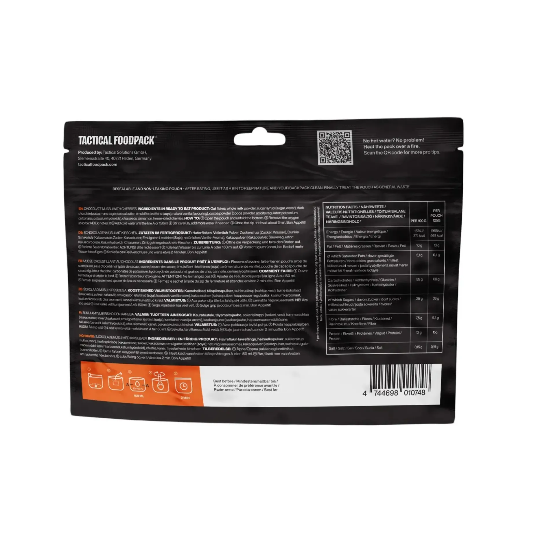 Tactical Foodpack - Frühstück Schokoladenmüsli mit Kirschen